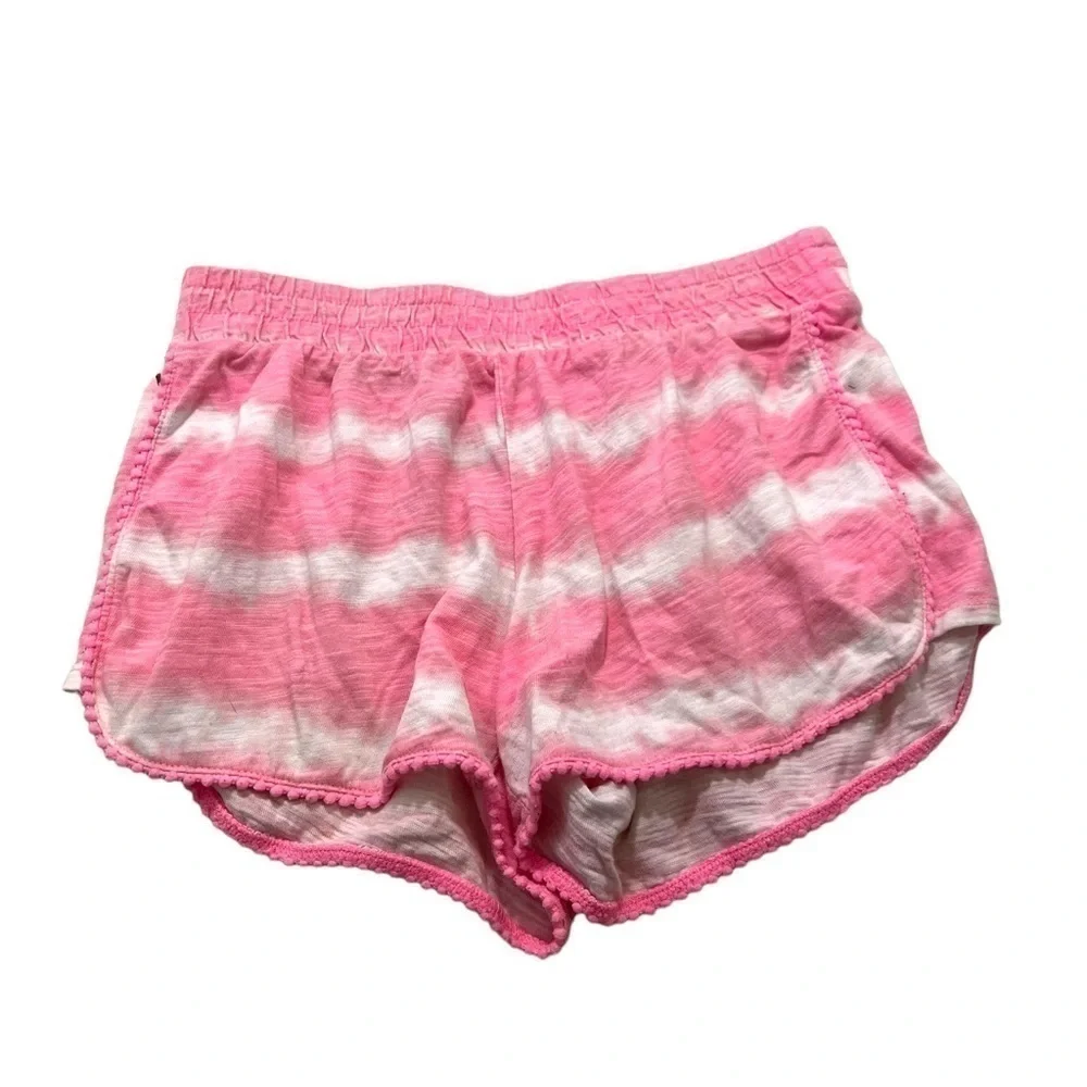 Justice Girls' Size 10 Casual Shorts Pink‎ White Tie Dye Stripes 100% Cotton